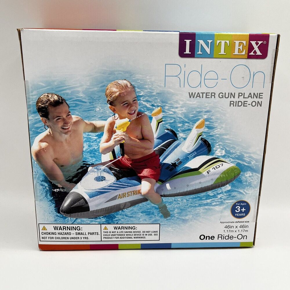 Intex Ride On Plane Kids Swimming Pool Float Squirt Gun  Inflatable 46 x 46"